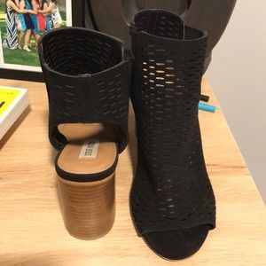 Steve Madden open-toed black booties (size 8)